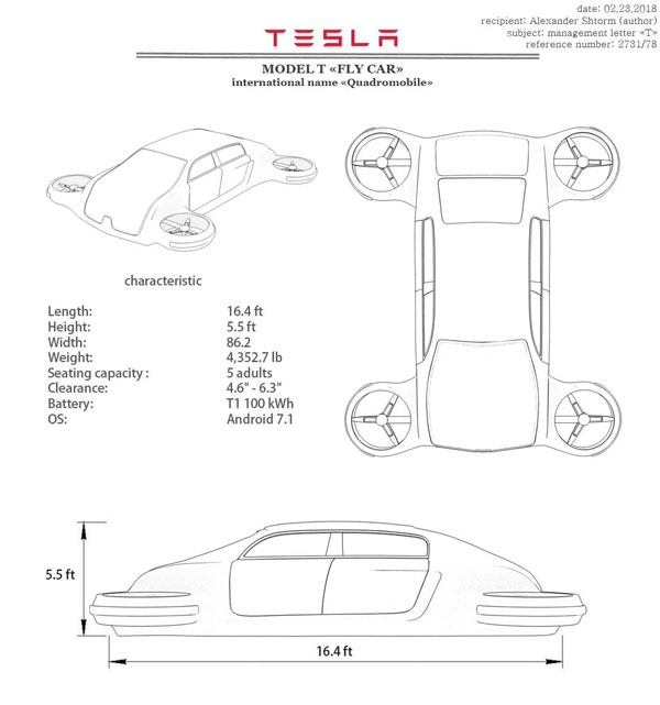 Квадрамобиль Tesla model T характеристики